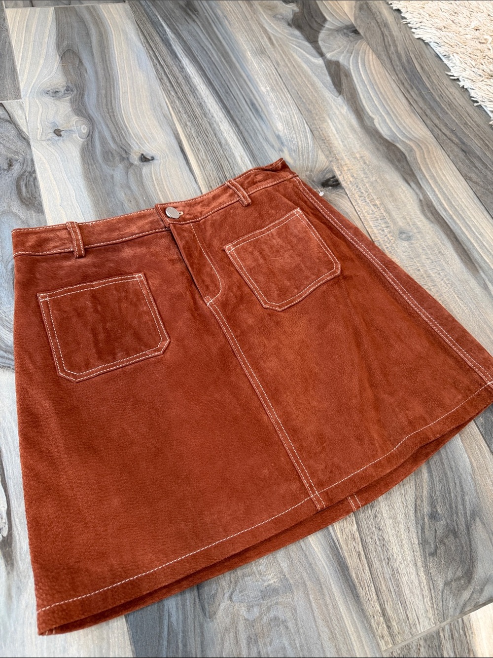 Blank NYC suede A-Line Mini Skirt in Rust